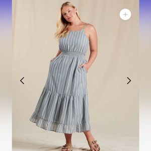 Toad & Co airbrush maxi dress size XL blue with cream stripe